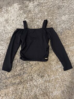 Justice Black Off-Shoulder Top with Straps